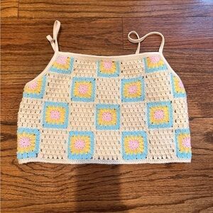 Crochet Square Pattern Crop Top